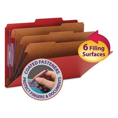View larger image of Eight-Section Pressboard Top Tab Classification Folders, 8 SafeSHIELD Fasteners, 3 Dividers, Legal Size, Bright Red, 10/Box