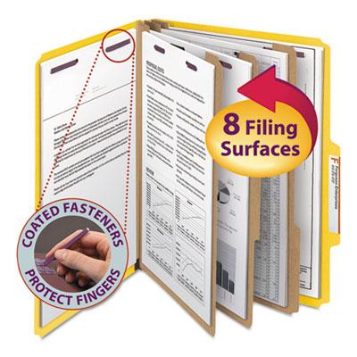 View larger image of Eight-Section Pressboard Top Tab Classification Folders, Eight SafeSHIELD Fasteners, 3 Dividers, Letter Size, Yellow, 10/Box