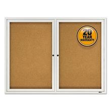 Enclosed Cork Bulletin Board, Cork/Fiberboard, 48 x 36, Tan Surface, Silver Aluminum Frame