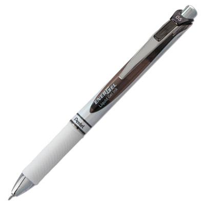 View larger image of EnerGel RTX Gel Pen, Retractable, Fine 0.5 mm Needle Tip, Black Ink, White/Smoke Barrel