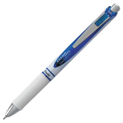 View larger image of EnerGel RTX Gel Pen, Retractable, Fine 0.5 mm Needle Tip, Blue Ink, White/Translucent Blue Barrel