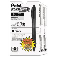 EnerGel-X Gel Pen, Retractable, Medium 0.7 mm, Black Ink, Smoke/Black Barrel, 24/Pack