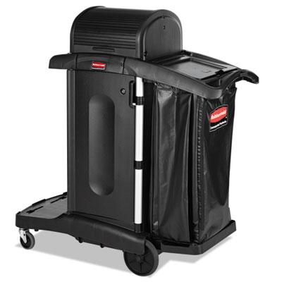 View larger image of Executive High Security Janitorial Cleaning Cart, Plastic, 4 Shelves, 1 Bin, 23.1" x 39.6" x 27.5", Black