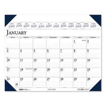 Executive Monthly Desk Pad Calendar, 24 x 19, White/Blue Sheets, Blue Corners, 12-Month (Jan to Dec): 2023