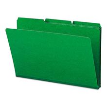 Expanding Recycled Heavy Pressboard Folders, 1/3-Cut Tabs, 1" Expansion, Legal Size, Green, 25/Box
