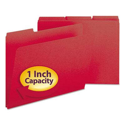 View larger image of Expanding Recycled Heavy Pressboard Folders, 1/3-Cut Tabs, 1" Expansion, Letter Size, Bright Red, 25/Box