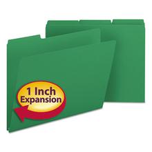 Expanding Recycled Heavy Pressboard Folders, 1/3-Cut Tabs, 1" Expansion, Letter Size, Green, 25/Box