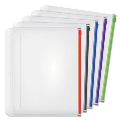 View larger image of Expanding Zipper Binder Pocket, 8.5 x 11, Assorted Colors, 5/Pack
