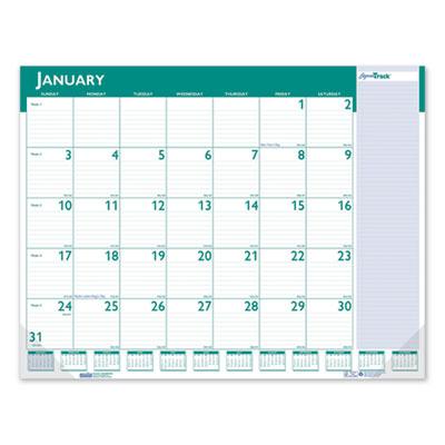 View larger image of Express Track Monthly Desk Pad Calendar, 22 x 17, White/Teal Sheets, Teal Binding, Blue Corners, 13-Month(Jan-Jan): 2024-2025