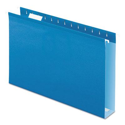 View larger image of Extra Capacity Reinforced Hanging File Folders with Box Bottom, 2" Capacity, Legal Size, 1/5-Cut Tabs, Blue, 25/Box