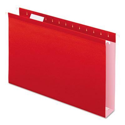 View larger image of Extra Capacity Reinforced Hanging File Folders with Box Bottom, 2" Capacity, Legal Size, 1/5-Cut Tabs, Red, 25/Box