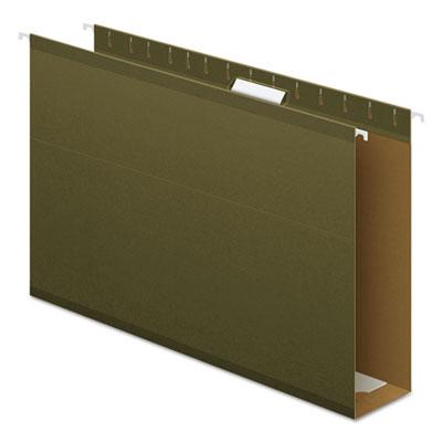 View larger image of Extra Capacity Reinforced Hanging File Folders with Box Bottom, 3" Capacity, Legal Size, 1/5-Cut Tabs, Green, 25/Box
