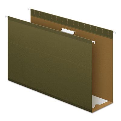 View larger image of Extra Capacity Reinforced Hanging File Folders with Box Bottom, 4" Capacity, Legal Size, 1/5-Cut Tabs, Green, 25/Box
