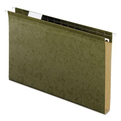 View larger image of Extra Capacity Reinforced Hanging File Folders with Box Bottom, 1" Capacity, Legal Size, 1/5-Cut Tabs, Green, 25/Box