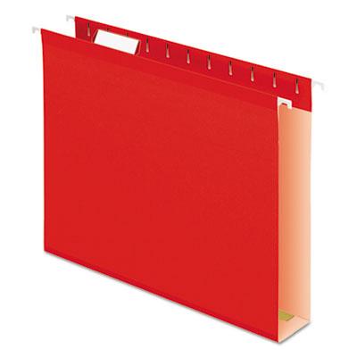 View larger image of Extra Capacity Reinforced Hanging File Folders with Box Bottom, 2" Capacity, Letter Size, 1/5-Cut Tabs, Red, 25/Box