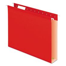 Extra Capacity Reinforced Hanging File Folders with Box Bottom, 2" Capacity, Letter Size, 1/5-Cut Tabs, Red, 25/Box