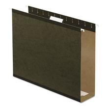 Extra Capacity Reinforced Hanging File Folders with Box Bottom, 3" Capacity, Letter Size, 1/5-Cut Tabs, Green, 25/Box