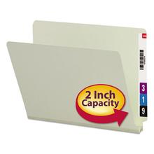 Extra-Heavy Recycled Pressboard End Tab Folders, Straight Tab, 2" Expansion, Letter Size, Gray-Green, 25/Box
