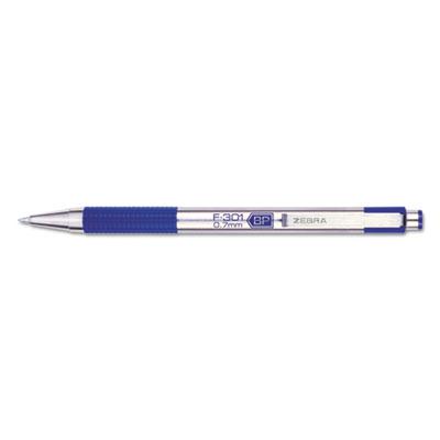 View larger image of F-301 Retractable Ballpoint Pen, 0.7 mm, Blue Ink, Stainless Steel/Blue Barrel