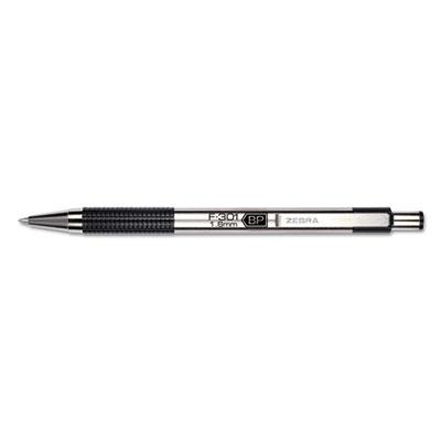 View larger image of F-301 Retractable Ballpoint Pen, 1.6 mm, Black Ink, Stainless Steel/Black Barrel, Dozen