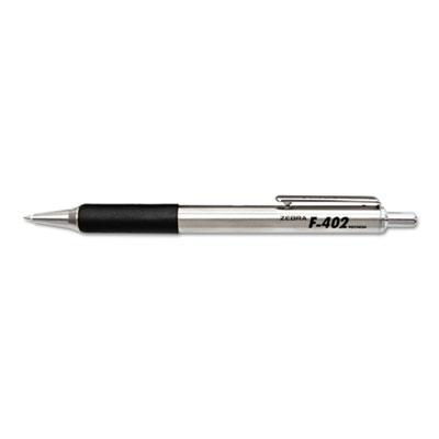 View larger image of F-402 Retractable Ballpoint Pen, 0.7mm, Black Ink, Steel/Black Barrel, 2/Pack
