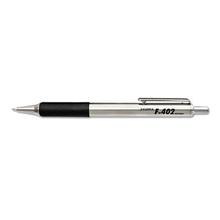 F-402 Retractable Ballpoint Pen, 0.7mm, Black Ink, Steel/Black Barrel, 2/Pack
