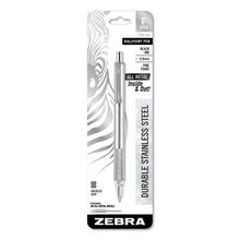 F-701 Retractable Ballpoint Pen, 0.7mm, Black Ink, Stainless Steel/Black Barrel