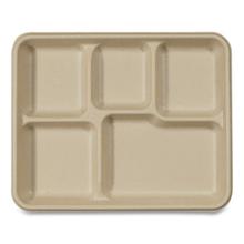 Fiber Trays, School Tray, 5-Compartments, 8.5 x 10.5 x 1, Natural, Paper, 400/Carton