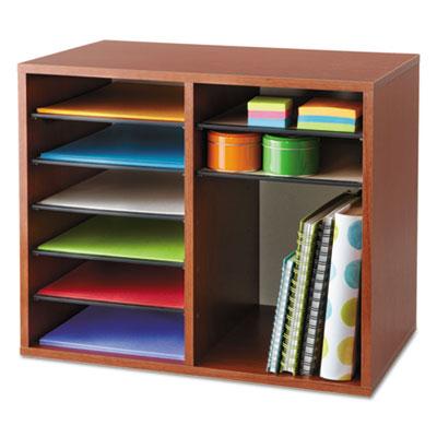 View larger image of Fiberboard Literature Sorter, 12 Compartments, 19.63 x 11.88 x 16.13, Cherry