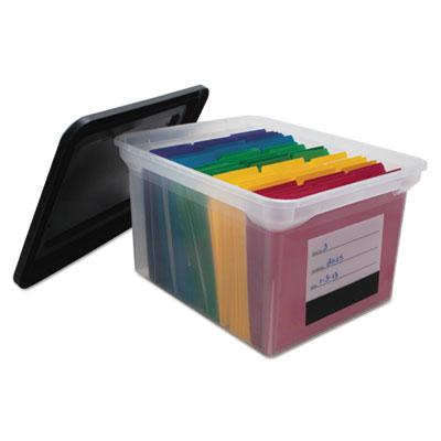 View larger image of File Tote with Contents Label, Letter/Legal Files, 17.75" x 14" x 10.25", Clear/Black