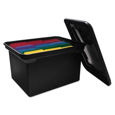 View larger image of File Tote with Lid, Letter/Legal Files, 14.13" x 18" x 10.75", Black