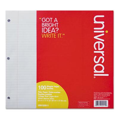 View larger image of Filler Paper, 3-Hole, 8.5 x 11, Medium/College Rule, 100/Pack