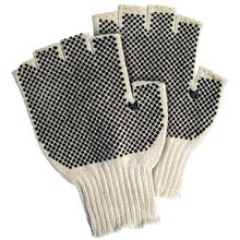 Fingerless PVC Dot Knit Gloves - Large