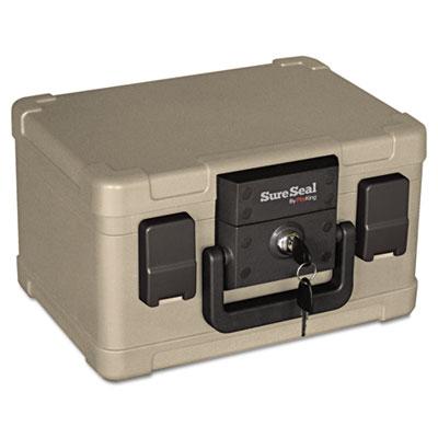 View larger image of Fire and Waterproof Chest, 0.15 cu ft, 12.2w x 9.8d x 7.3h, Taupe