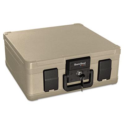 View larger image of Fire and Waterproof Chest, 0.27 cu ft, 15.9w x 12.4d x 6.5h, Taupe