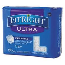 FitRight Ultra Protective Underwear, Large, 40" to 56" Waist, 20/Pack, 4 Pack/Carton