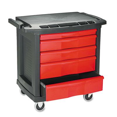 View larger image of Five-Drawer Mobile Workcenter, 32.63w x 19.9d x 33.5h, Black Plastic Top