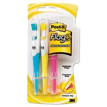 Flag+ Highlighter, Assorted Ink/flag Colors, Chisel Tip, Assorted Barrel Colors, 3/pack