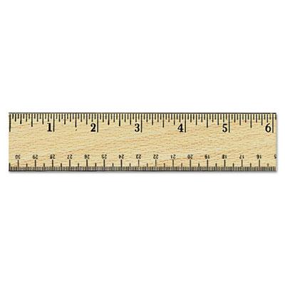 View larger image of Flat Wood Ruler w/Double Metal Edge, 12", Clear Lacquer Finish
