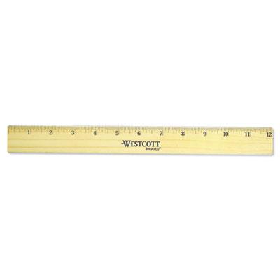 View larger image of Flat Wood Ruler w/Two Double Brass Edges, 12", Clear Lacquer Finish