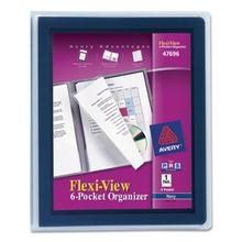 Flexi-View Six-Pocket Polypropylene Organizer, 150-Sheet Capacity, 11 X 8.5, Translucent/navy