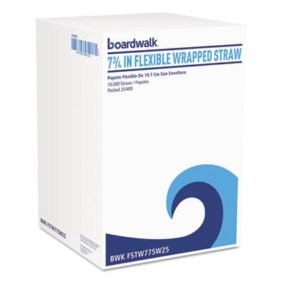 View larger image of Flexible Wrapped Straws, 7 3/4", White, 500/Pack, 20 Packs/Carton