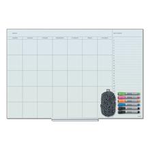 Floating Glass Dry Erase Calendar, Undated One Month, 36 x 24, White Surface