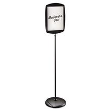 Floor Stand Sign Holder, Rectangle, 15 x 11, 66" High, White Surface, Black Steel Frame