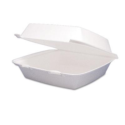 View larger image of Foam Hinged Lid Containers, 1-Compartment, 8.38" x 7.78" x 3.25", White, 200/Carton