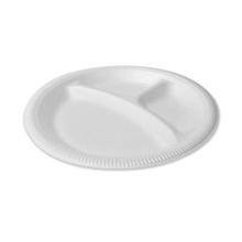 Foam Dinnerware, Plate, 3-Compartment, 9" Dia, Poly Bag, White, 125/sleeve, 4 Sleeves/bag, 1 Bag/pack