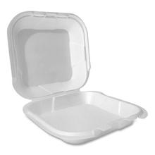 Foam Hinged Lid Container, Secure Two Tab Latch, Poly Bag, 8 X 8.56 X 2.76, White, 100/sleeve, 2 Sleeves/bag, 1 Bag/pack