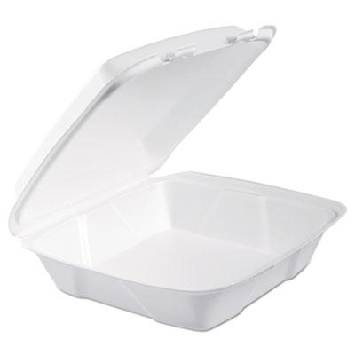 View larger image of Foam Hinged Lid Containers, 9.375 x 9.375 x 3, White, 200/Carton