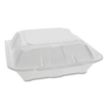 Vented Foam Hinged Lid Container, Dual Tab Lock, 9.13 x 9 x 3.25, White, 150/Carton