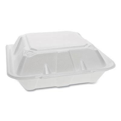 View larger image of Vented Foam Hinged Lid Container, Dual Tab Lock, 3-Compartment, 9.13 x 9 x 3.25, White, 150/Carton